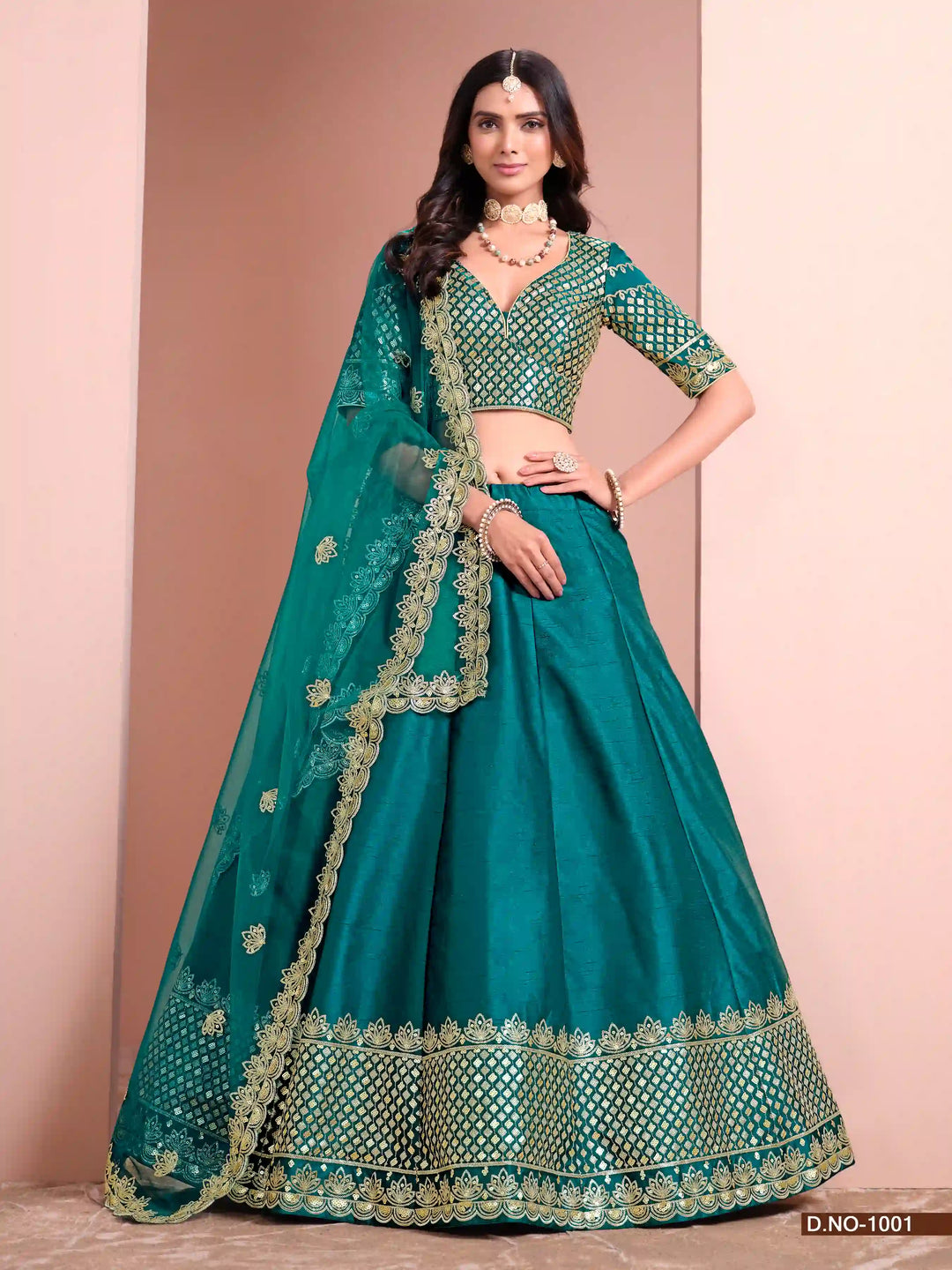 Beautiful Lehenga with Sequence Work, Silk Blouse & Net Dupatta