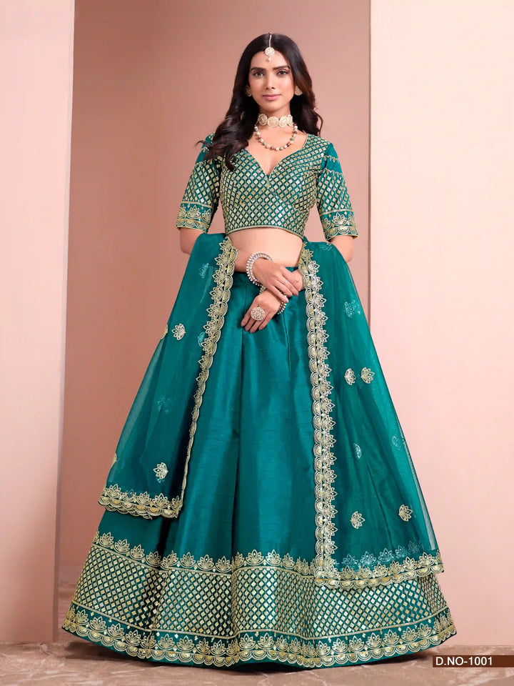 Beautiful Lehenga with Sequence Work, Silk Blouse & Net Dupatta
