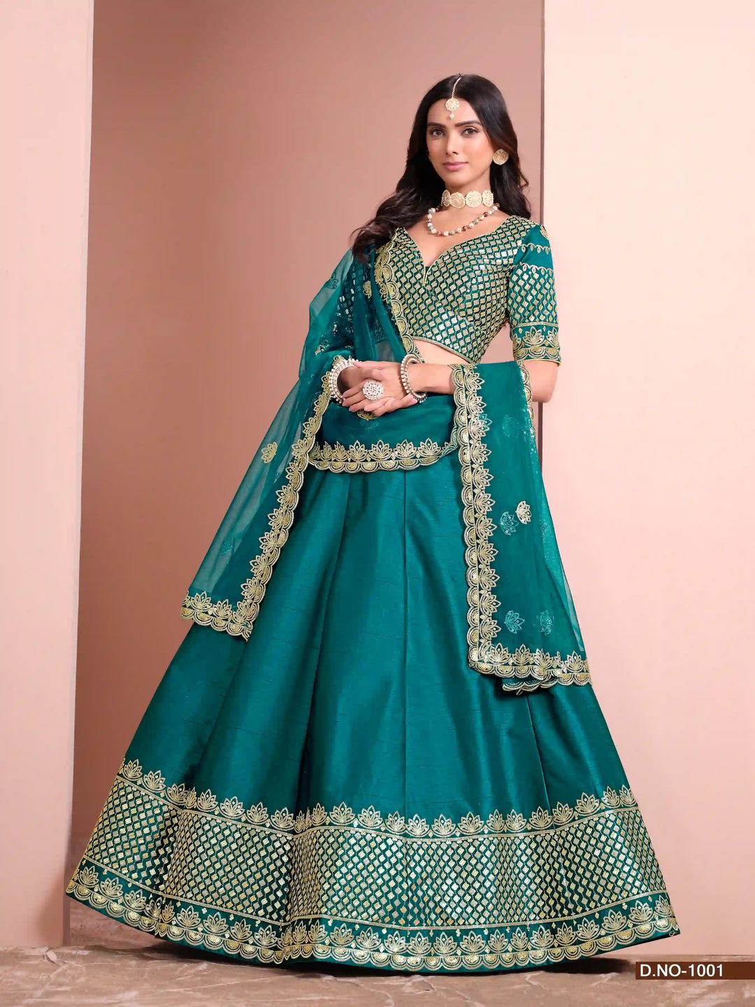 Beautiful Lehenga with Sequence Work, Silk Blouse & Net Dupatta