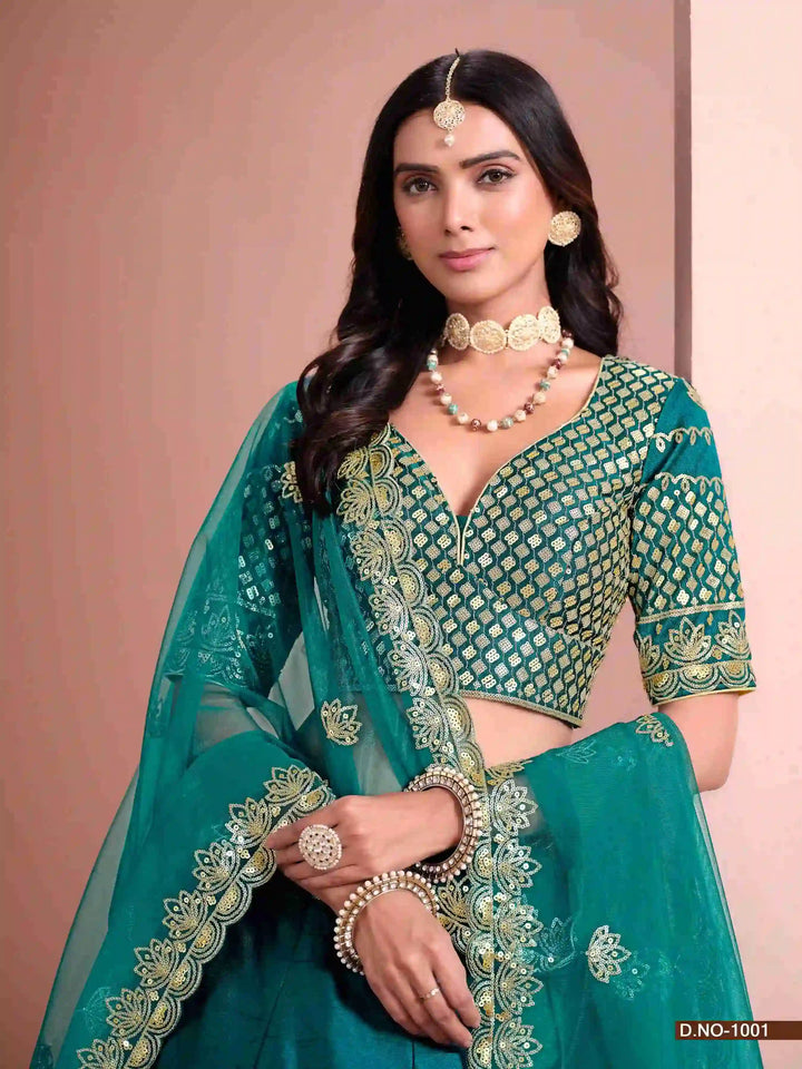 Beautiful Lehenga with Sequence Work, Silk Blouse & Net Dupatta
