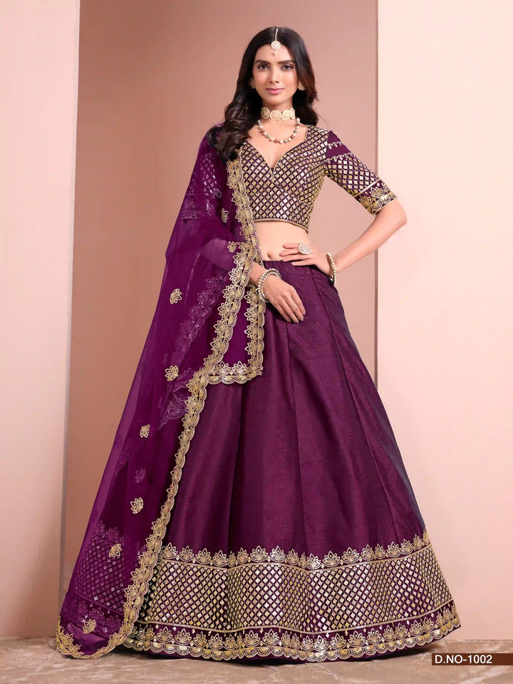 Beautiful Lehenga with Sequence Work, Silk Blouse & Net Dupatta