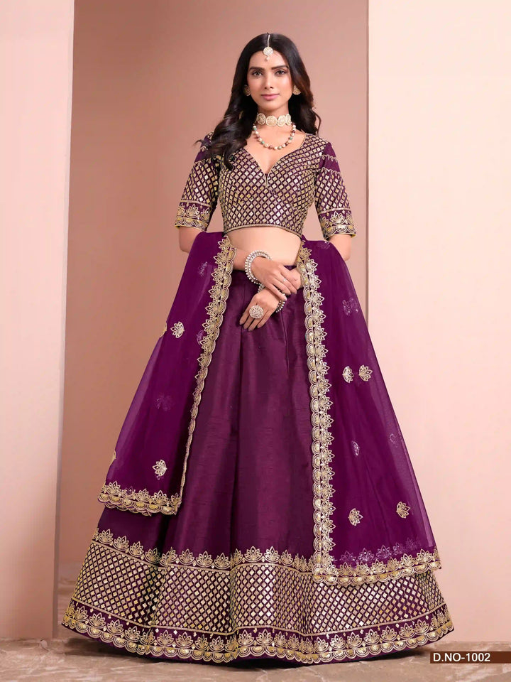 Beautiful Lehenga with Sequence Work, Silk Blouse & Net Dupatta