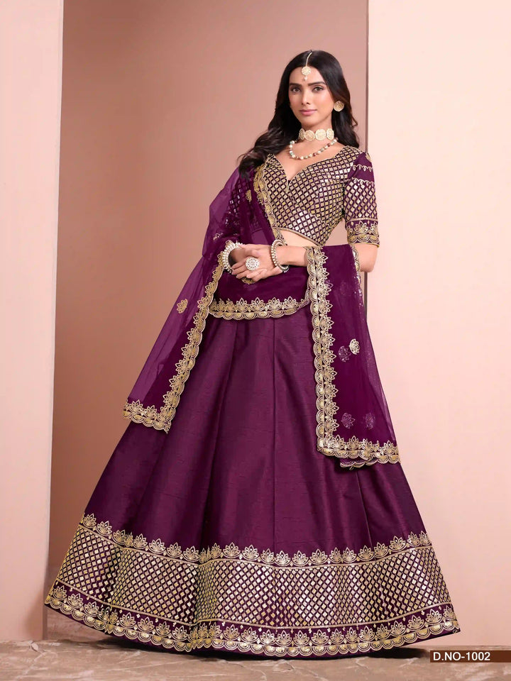 Beautiful Lehenga with Sequence Work, Silk Blouse & Net Dupatta