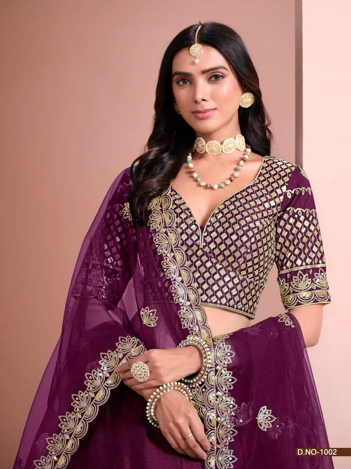 Beautiful Lehenga with Sequence Work, Silk Blouse & Net Dupatta