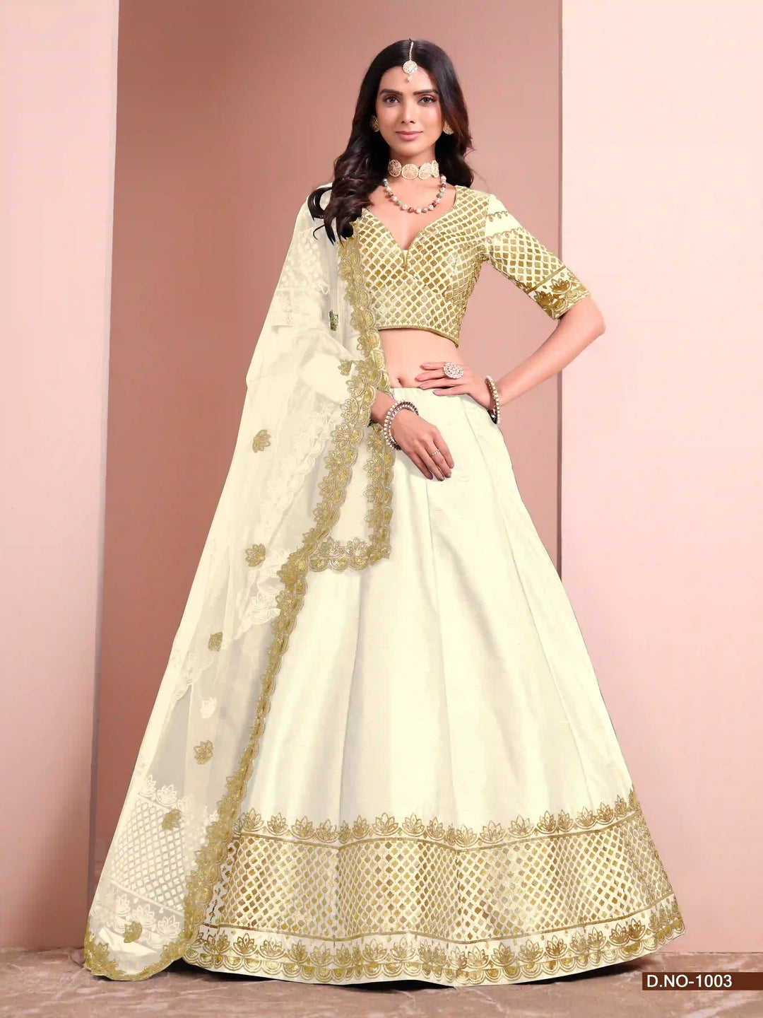 Beautiful Lehenga with Sequence Work, Silk Blouse & Net Dupatta