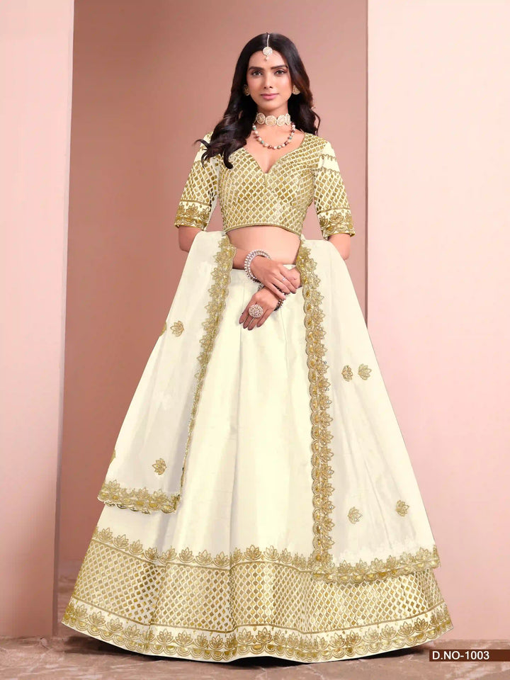 Beautiful Lehenga with Sequence Work, Silk Blouse & Net Dupatta