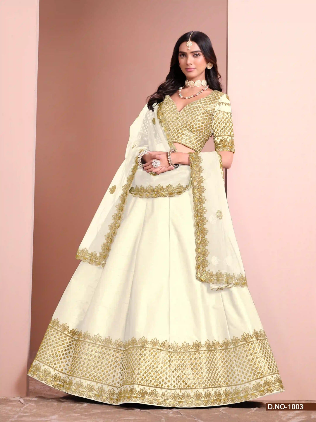 Beautiful Lehenga with Sequence Work, Silk Blouse & Net Dupatta