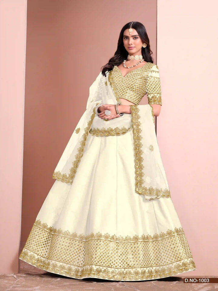 Beautiful Lehenga with Sequence Work, Silk Blouse & Net Dupatta