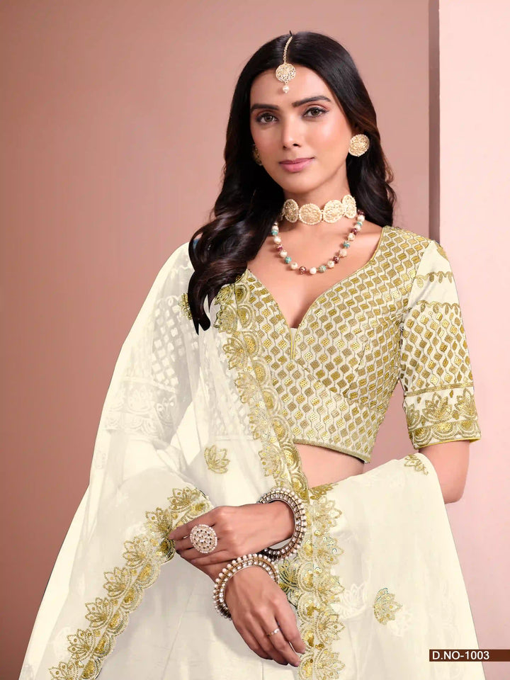 Beautiful Lehenga with Sequence Work, Silk Blouse & Net Dupatta