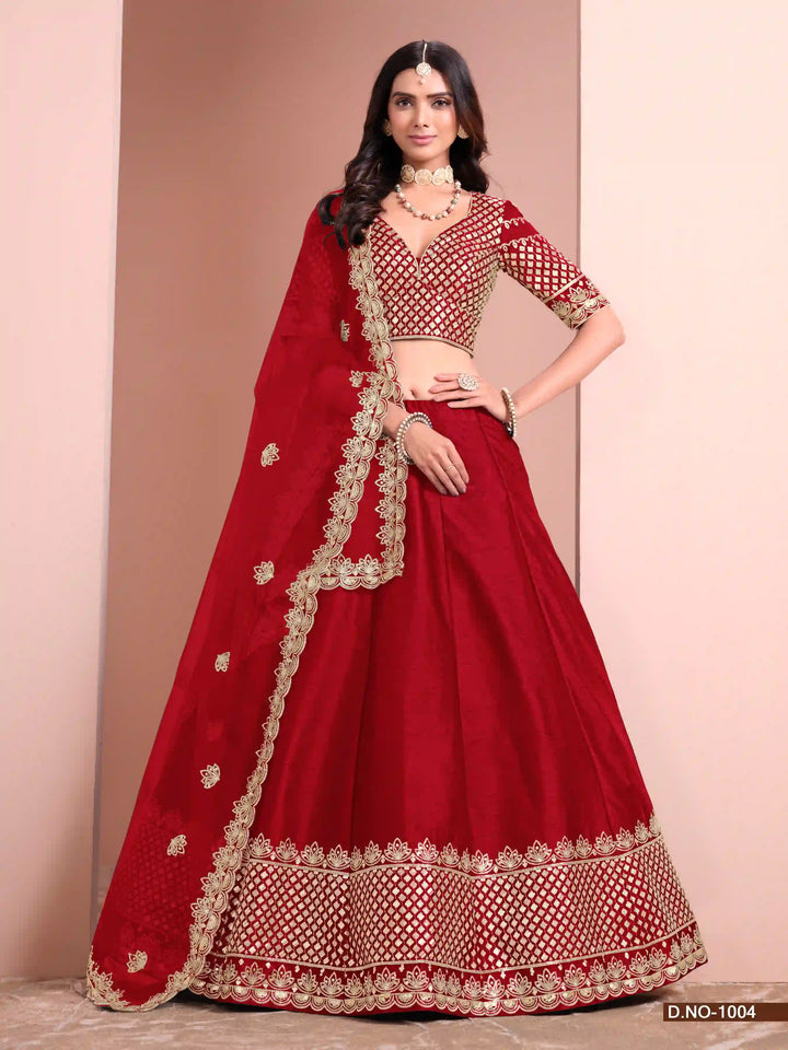 Beautiful Lehenga with Sequence Work, Silk Blouse & Net Dupatta