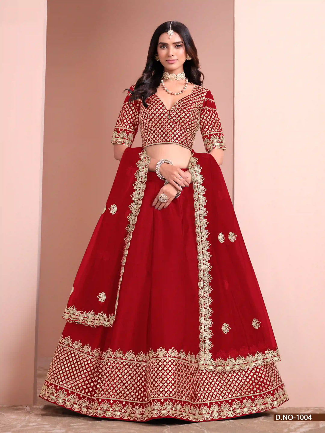 Beautiful Lehenga with Sequence Work, Silk Blouse & Net Dupatta