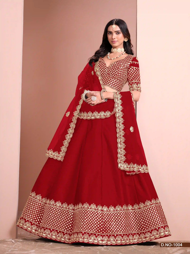 Beautiful Lehenga with Sequence Work, Silk Blouse & Net Dupatta