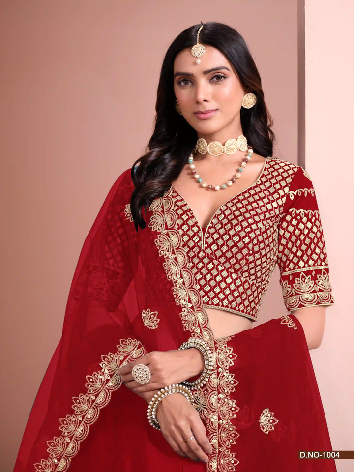 Beautiful Lehenga with Sequence Work, Silk Blouse & Net Dupatta