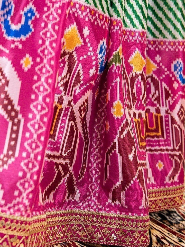 Desirable Green Patola Print | Chinon Lehenga Choli With Dupatta Exclusive