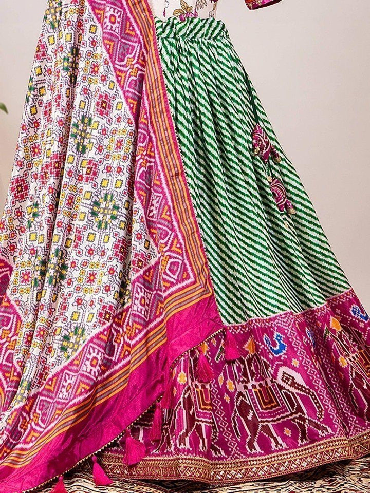 Desirable Green Patola Print | Chinon Lehenga Choli With Dupatta Exclusive