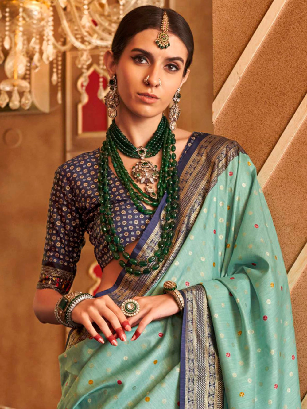 Vibrant color luxurious fabric exclusive attire crafted for elegance and style.