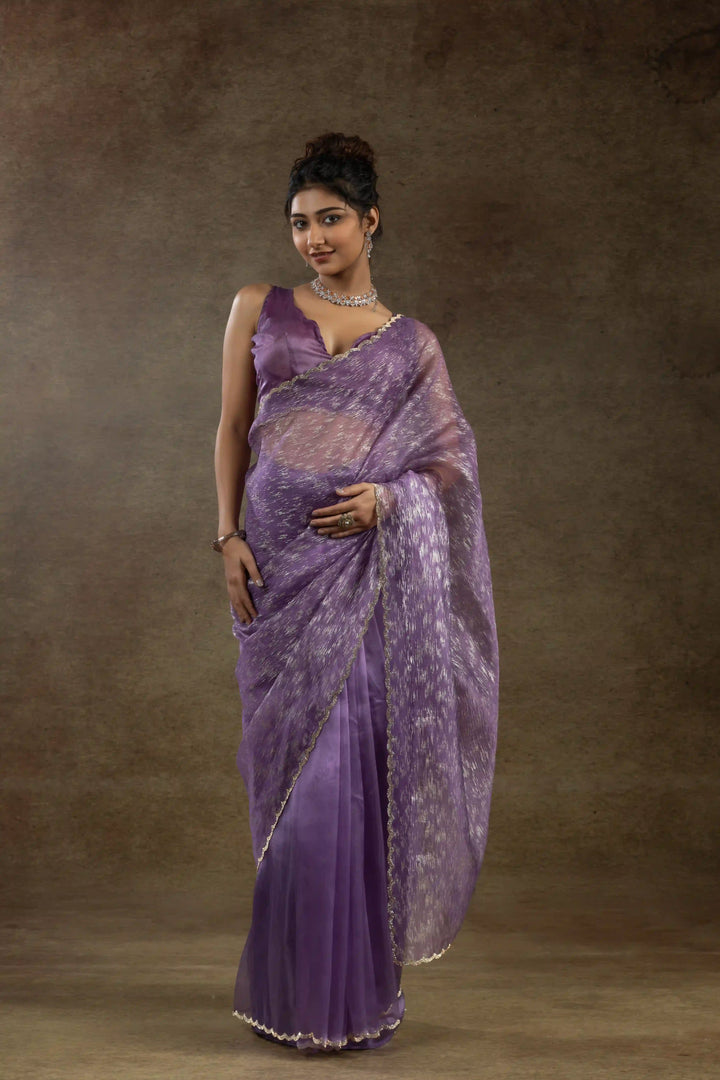 Beautiful Organza Saree with Foil Printed Blouse - Enhance Your Style!