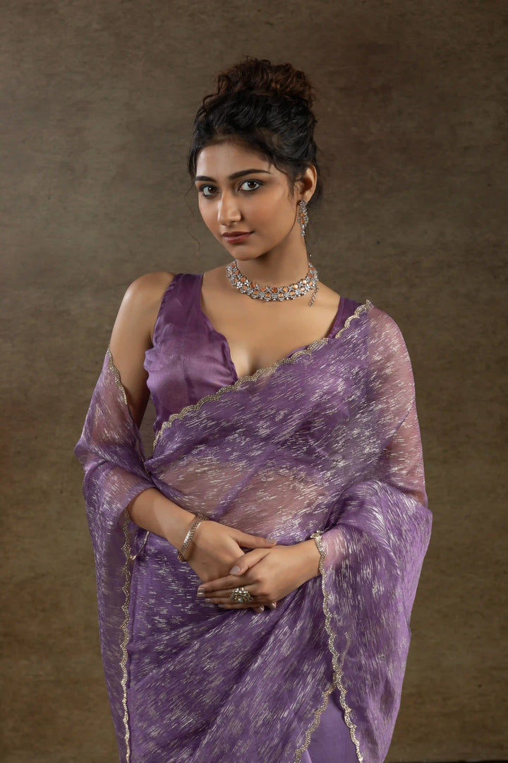 Beautiful Organza Saree with Foil Printed Blouse - Enhance Your Style!