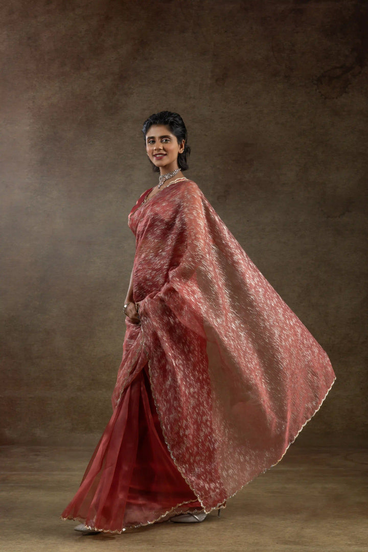Beautiful Organza Saree with Foil Printed Blouse - Enhance Your Style!