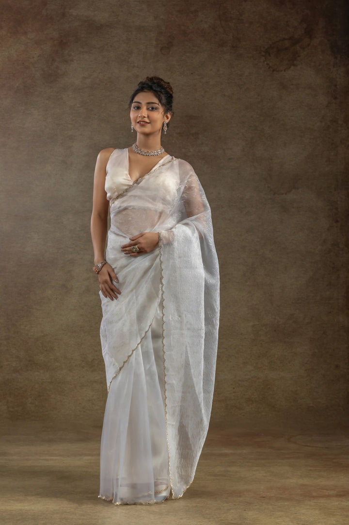 Beautiful Organza Saree with Foil Printed Blouse - Enhance Your Style!