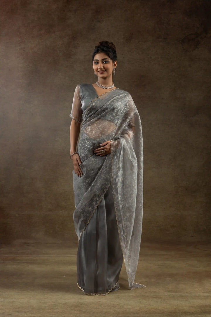 Beautiful Organza Saree with Foil Printed Blouse - Enhance Your Style!
