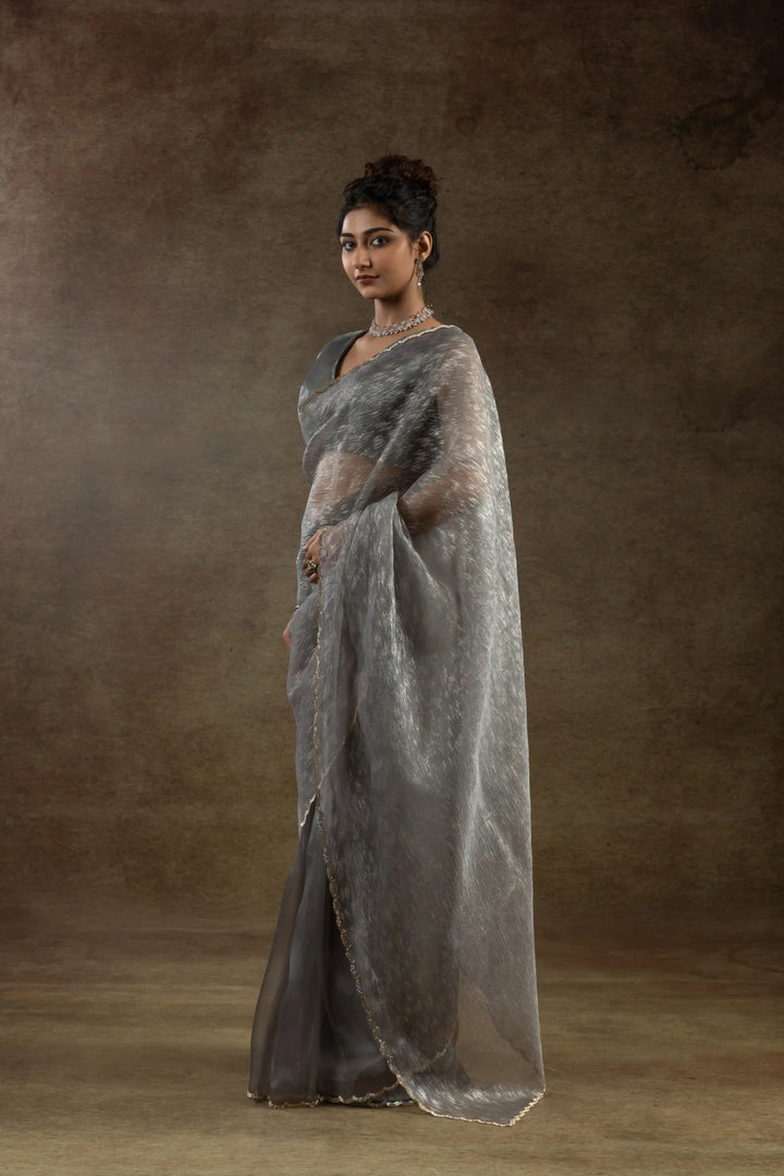Beautiful Organza Saree with Foil Printed Blouse - Enhance Your Style!