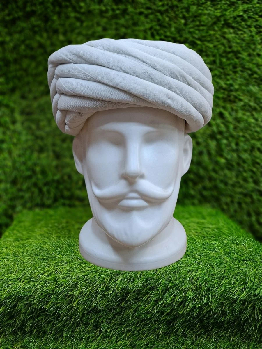 Authentic White Turban for Men | Soft Cotton Pagdi for Traditional Attire