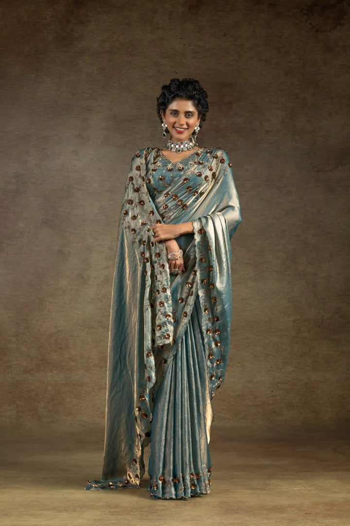 Rich Two Tone Saree with Designer Applique Cut Work