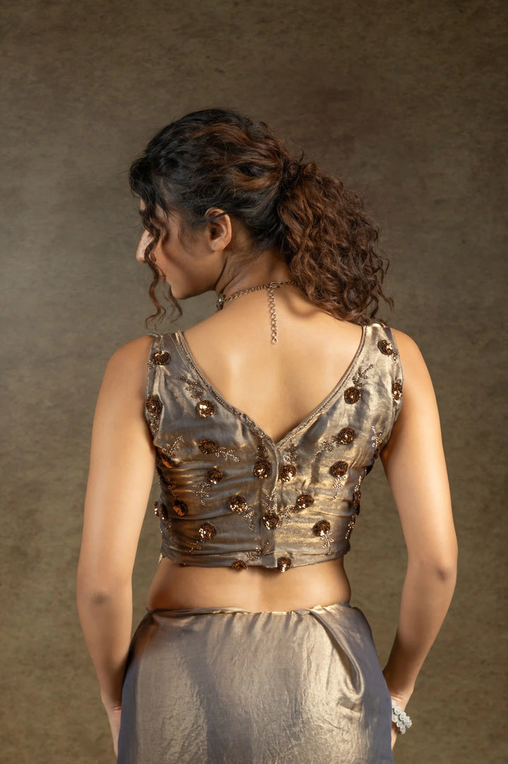 Rich Two Tone Saree with Designer Applique Cut Work