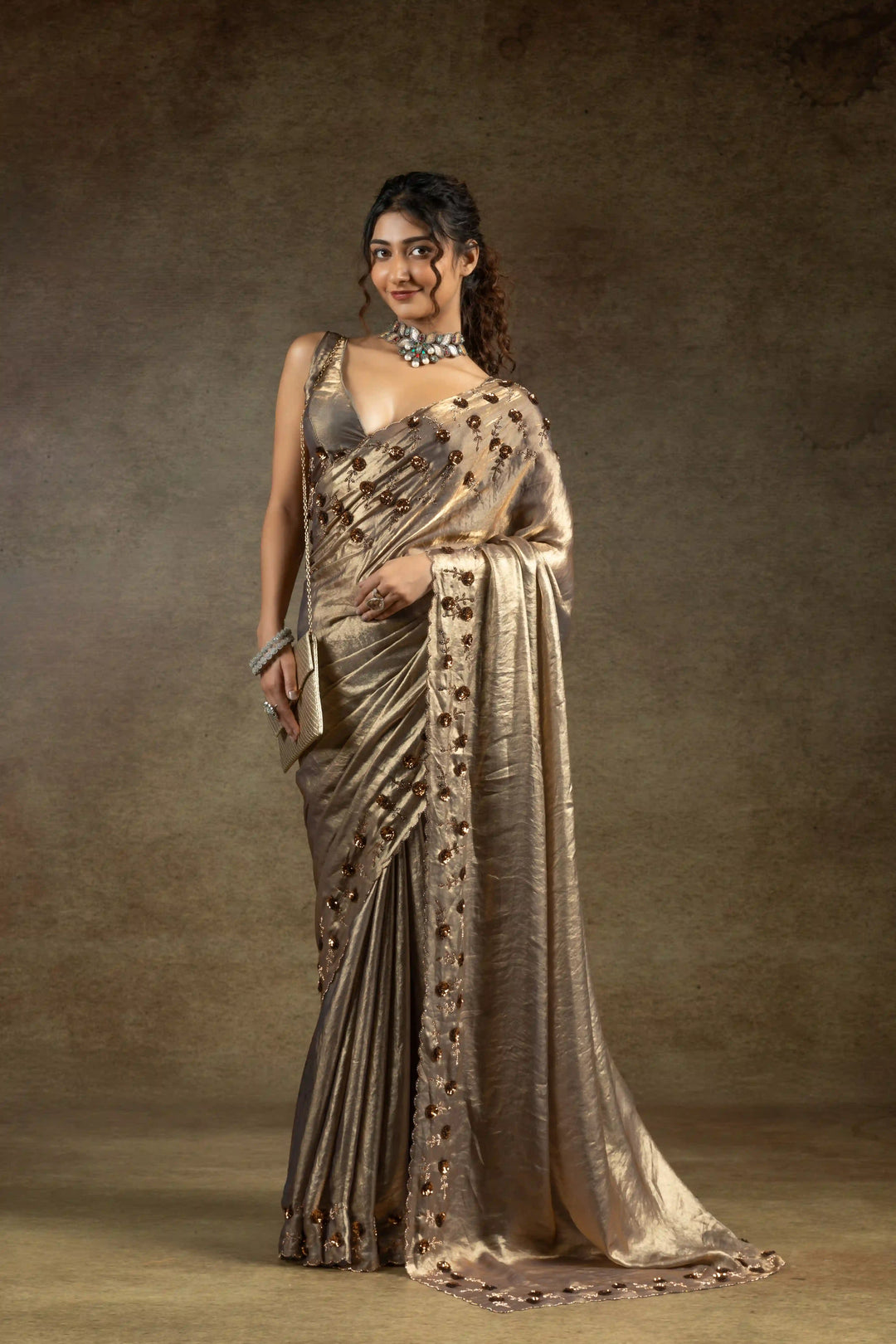 Rich Two Tone Saree with Designer Applique Cut Work