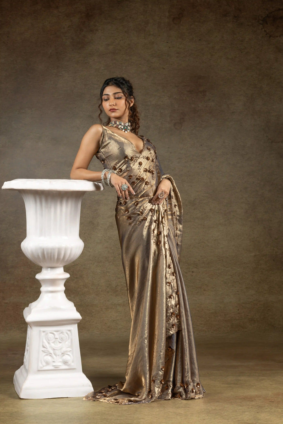 Rich Two Tone Saree with Designer Applique Cut Work