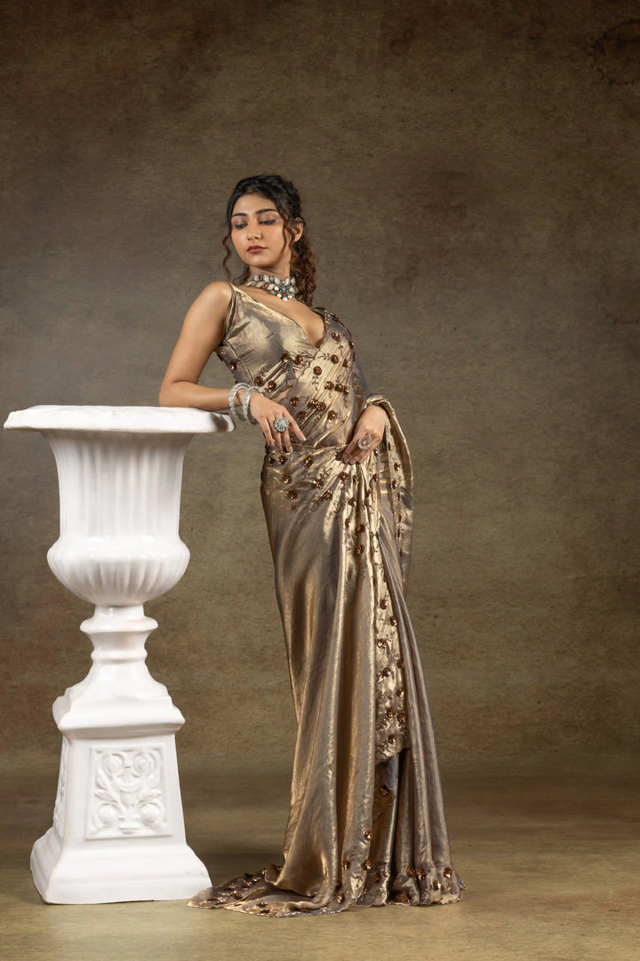 Rich Two Tone Saree with Designer Applique Cut Work