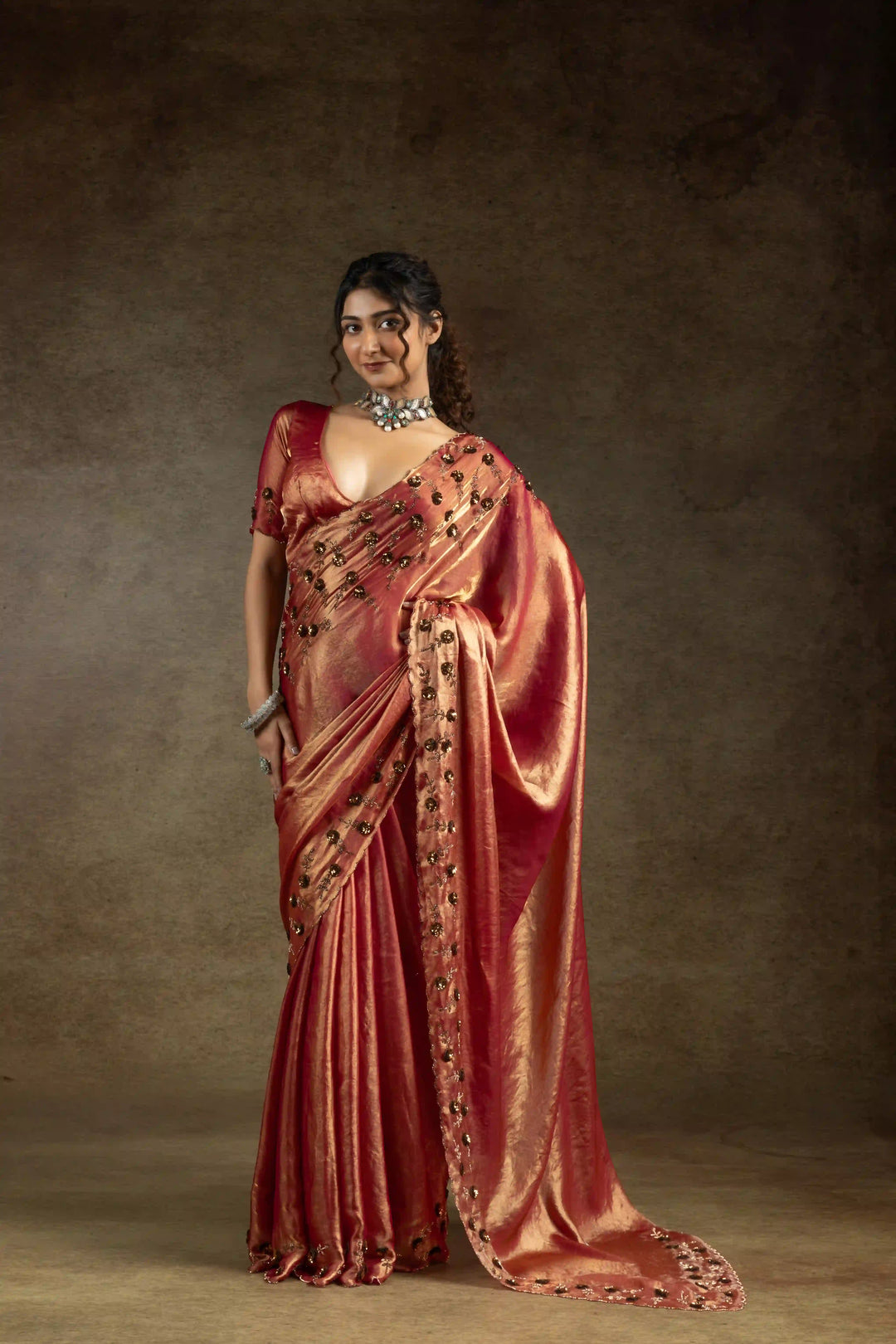 Rich Two Tone Saree with Designer Applique Cut Work