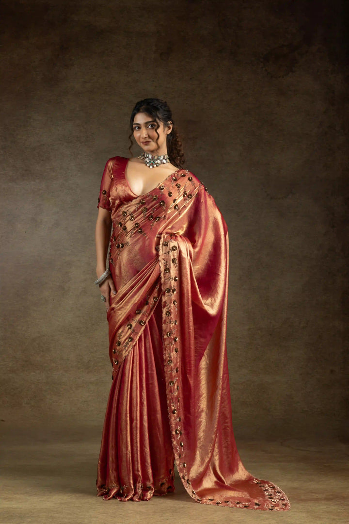 Rich Two Tone Saree with Designer Applique Cut Work
