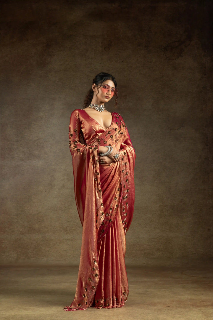 Rich Two Tone Saree with Designer Applique Cut Work