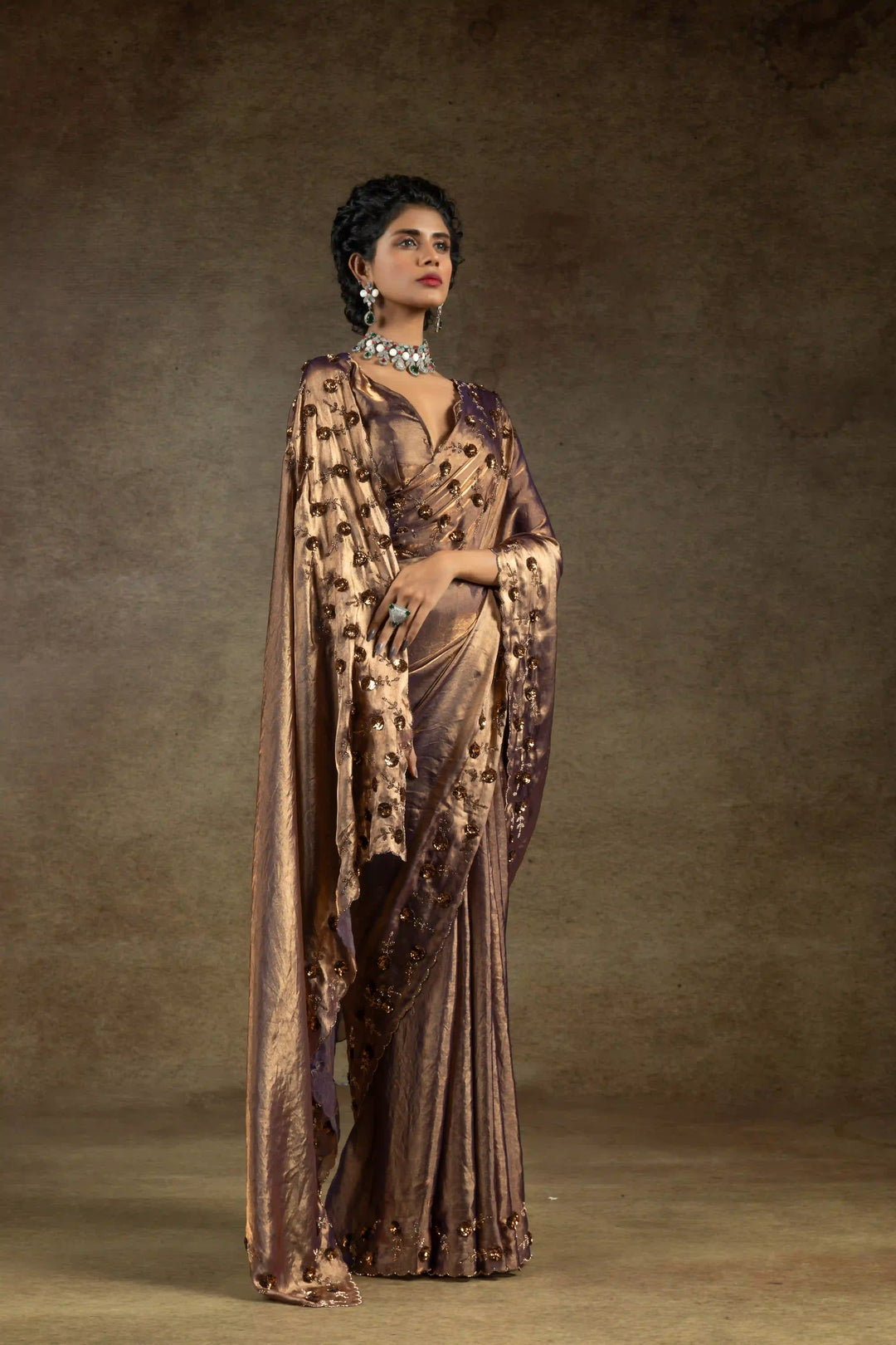 Rich Two Tone Saree with Designer Applique Cut Work