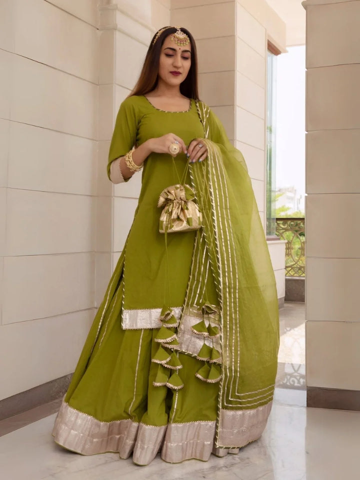 Luxurious  Olive  Anarkali Set For Mehendi | Ethnic Collection