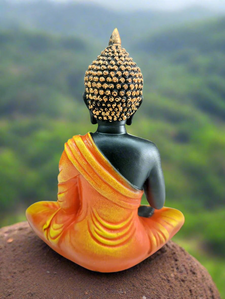 Elegant Buddha Statue | 8.5-Inch Fiber Sculpture for Peaceful Home Décor