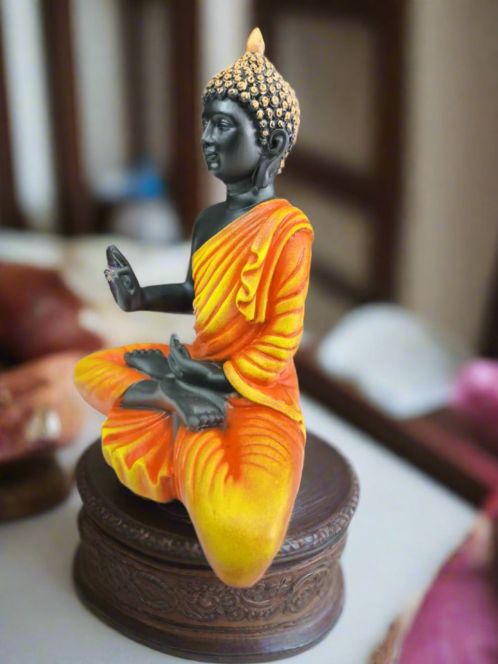 Elegant Buddha Statue | 8.5-Inch Fiber Sculpture for Peaceful Home Décor