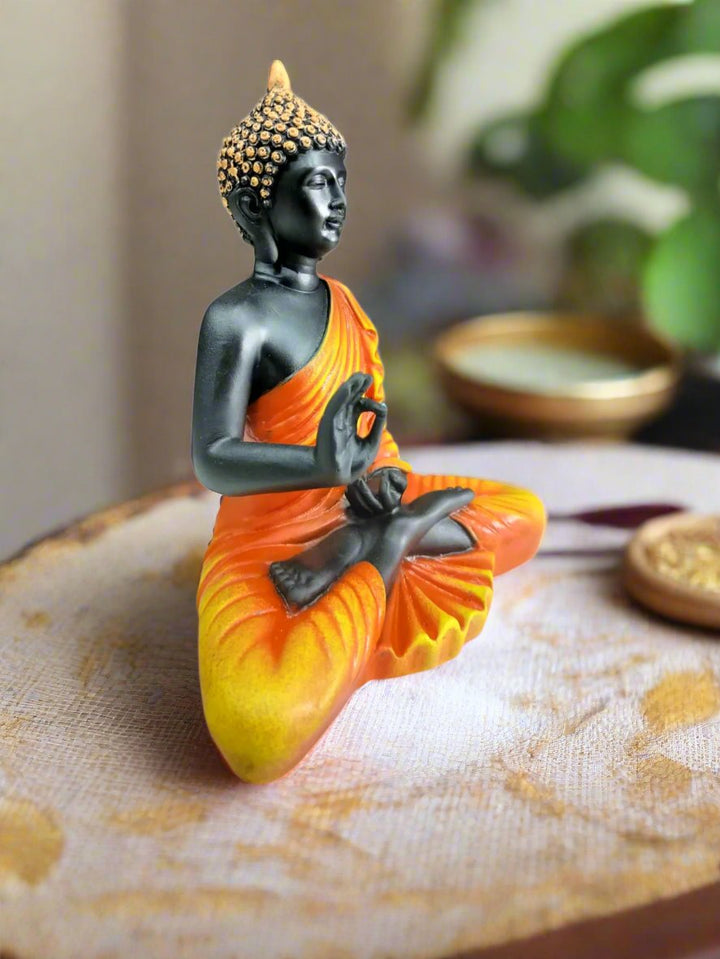 Elegant Buddha Statue | 8.5-Inch Fiber Sculpture for Peaceful Home Décor