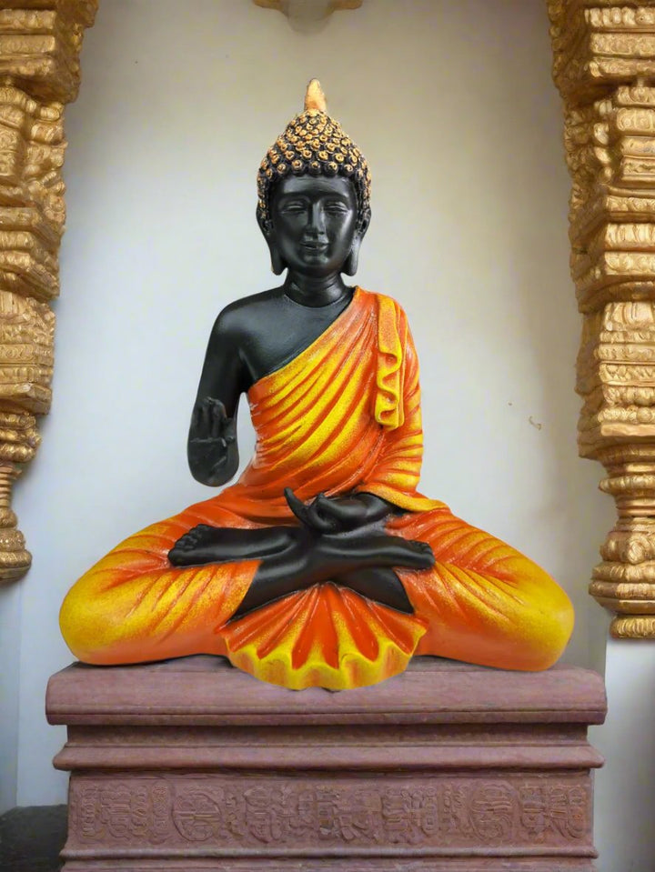 Elegant Buddha Statue | 8.5-Inch Fiber Sculpture for Peaceful Home Décor