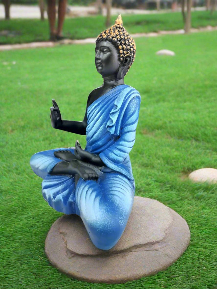 Elegant Buddha Statue | 8.5-Inch Fiber Sculpture for Peaceful Home Décor