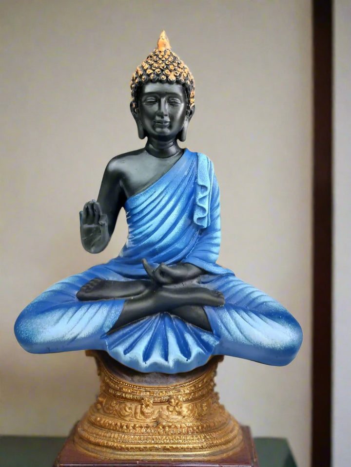 Elegant Buddha Statue | 8.5-Inch Fiber Sculpture for Peaceful Home Décor