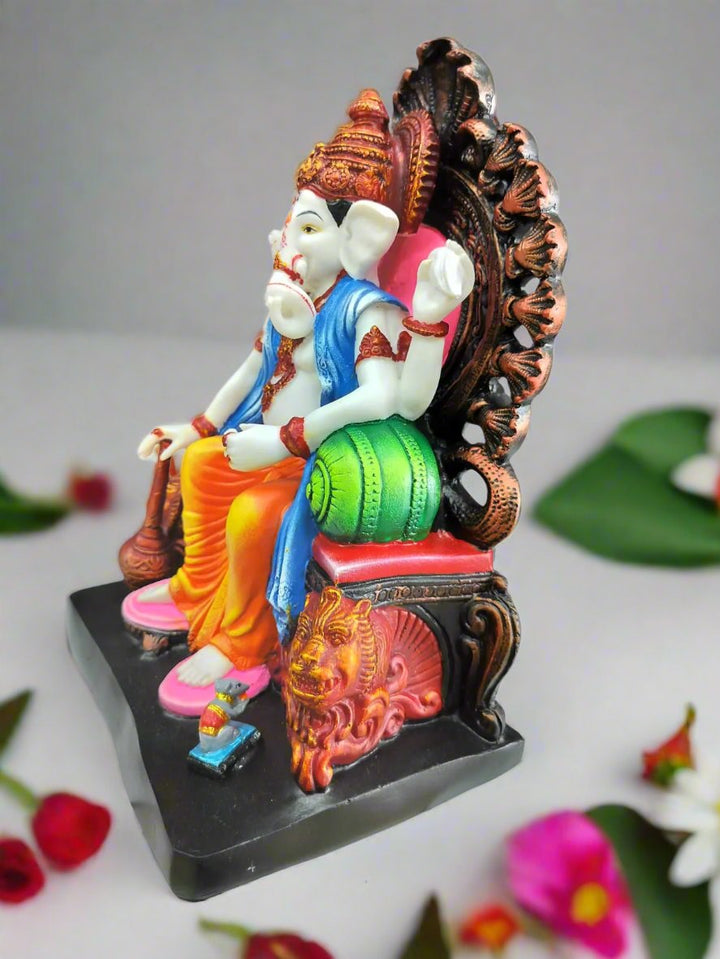 Graceful Ganesh Idol | 16-Inch Fiber Statue for Spiritual Ambiance & Indian Collectibles