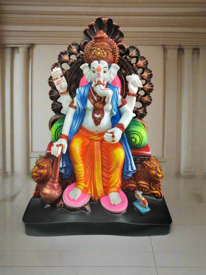 Graceful Ganesh Idol | 16-Inch Fiber Statue for Spiritual Ambiance & Indian Collectibles