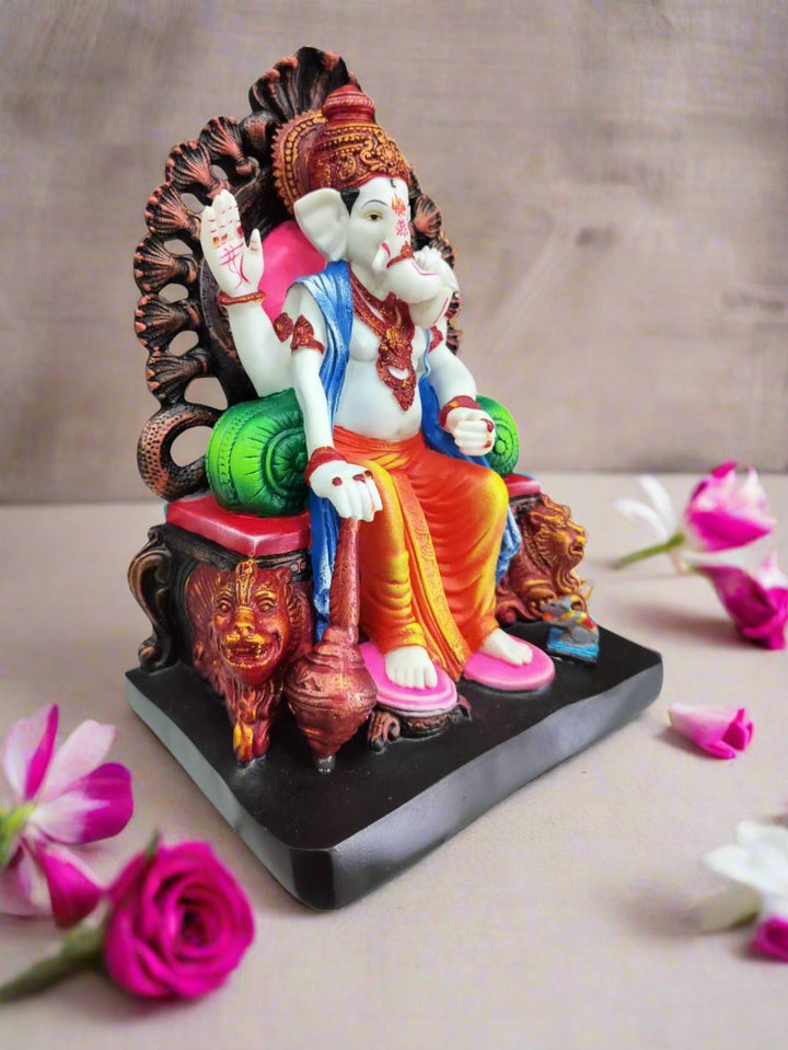 Graceful Ganesh Idol | 16-Inch Fiber Statue for Spiritual Ambiance & Indian Collectibles
