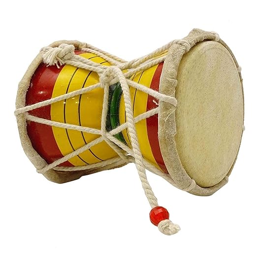 Classical Indian Folk Damaru | Handmade Percussion wooden & leather shiva Damaru