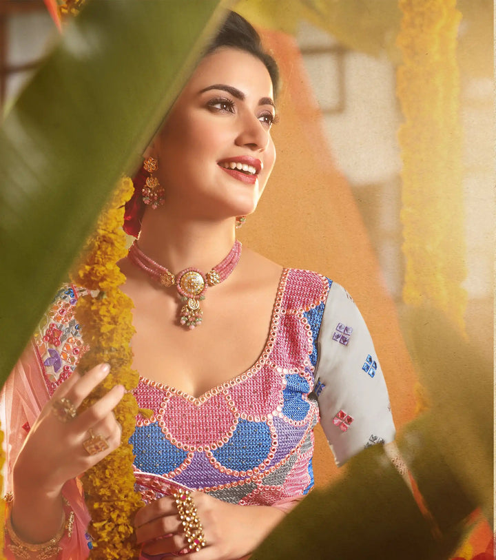 Elegant Light Grey Lehenga for Women | Crop Top Lehenga Party Wear