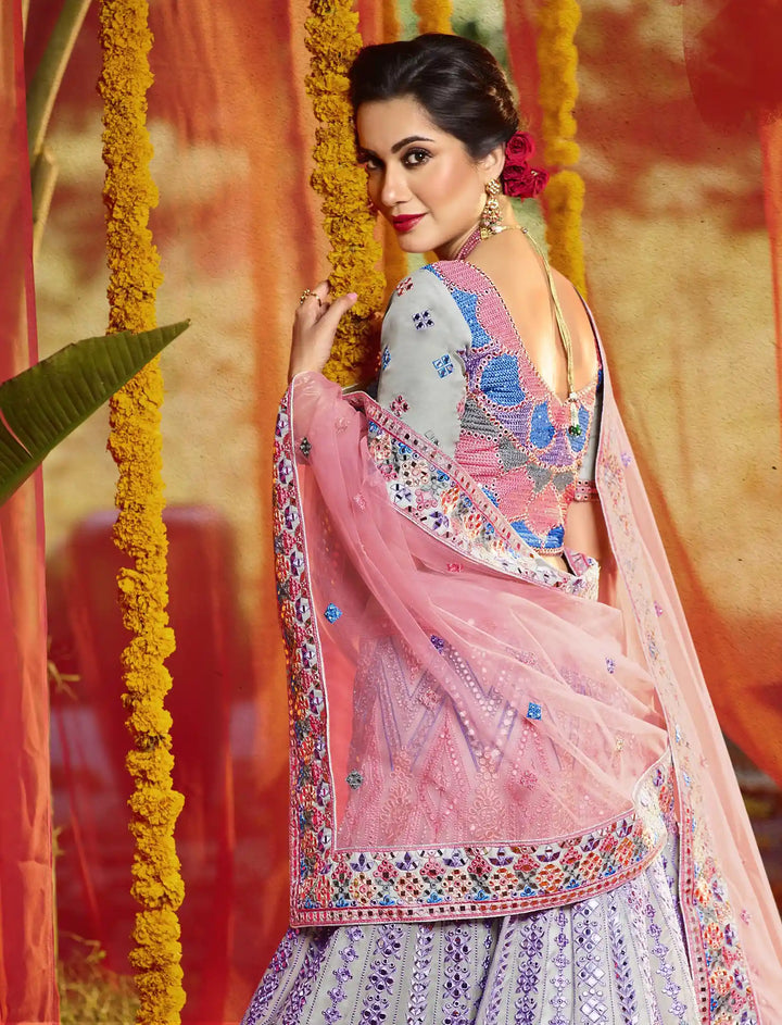 Elegant Light Grey Lehenga for Women | Crop Top Lehenga Party Wear