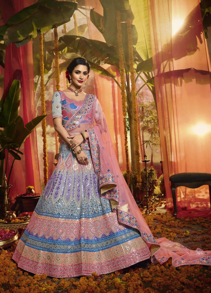 Elegant Light Grey Lehenga for Women | Crop Top Lehenga Party Wear